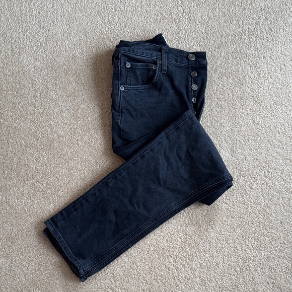 Agolde Black Riley Cropped High Rise Jeans - Picture 1 of 10